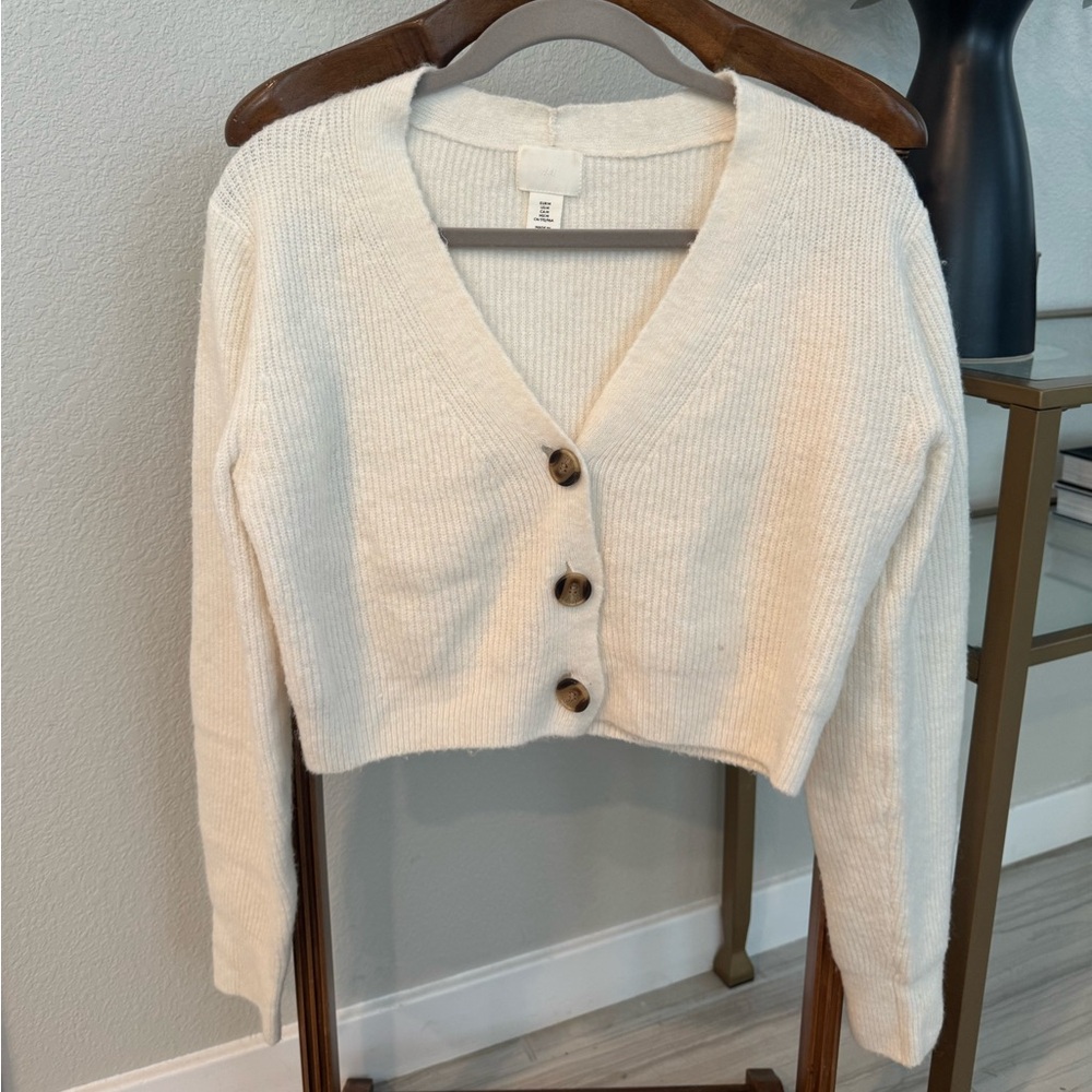 H&M Cream Button-Up Cardigan
